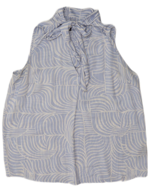 Marks & Spencer Dame ærmeløs bluse Top UK 14 Stor Blå Geometrisk