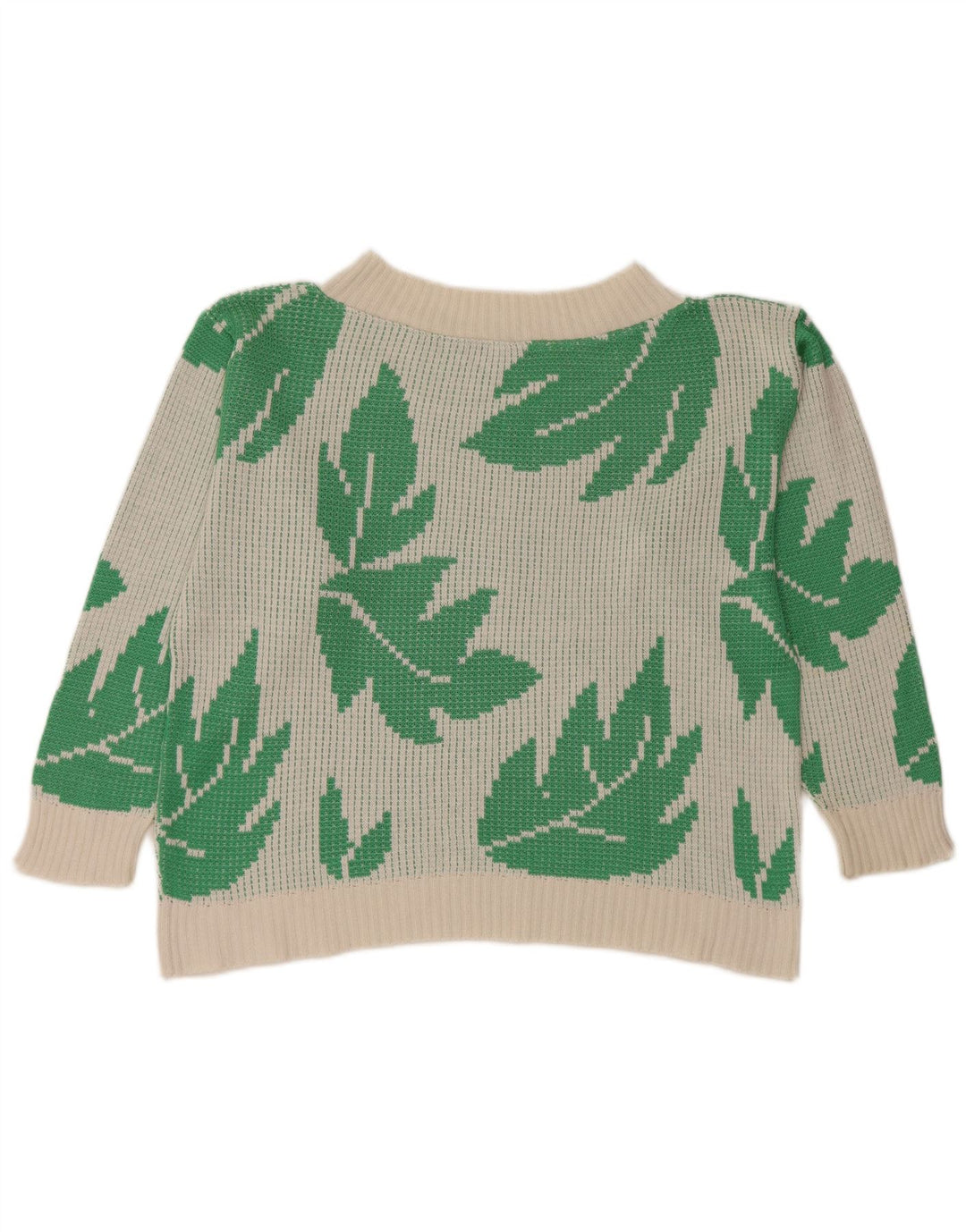 Vintage Womens Crop Boat Neck Jumper Sweater UK 10 Small White Acryl