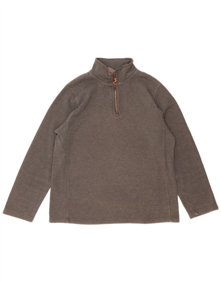 MOUNTAIN WAREHOUSE Herre Zip Neck Sweatshirt Jumper Stor Grå Bomuld