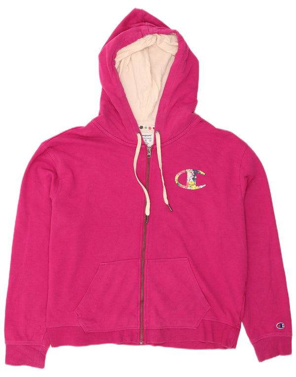 Champion Dame Grafisk Regular Fit Hættetrøje med lynlås UK 20 2XL Pink
