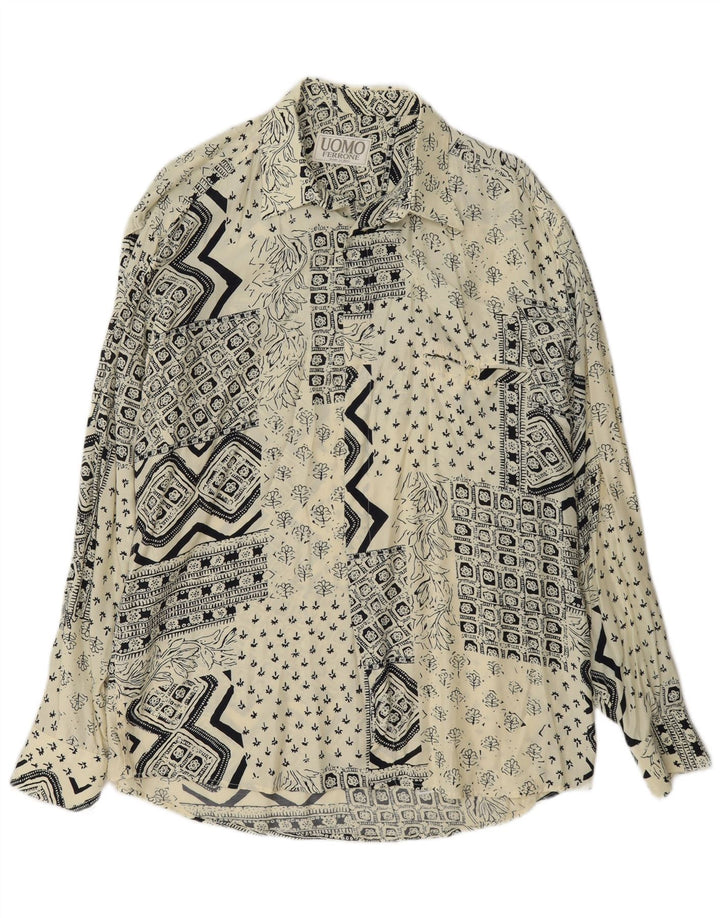 Ferrone Herreskjorte Stor Off White Patchwork Viscose