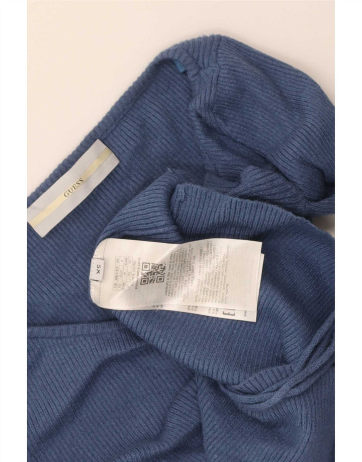 Guess Womens Crop Top Langærmet UK 4 XS Navy Blue Polyamid