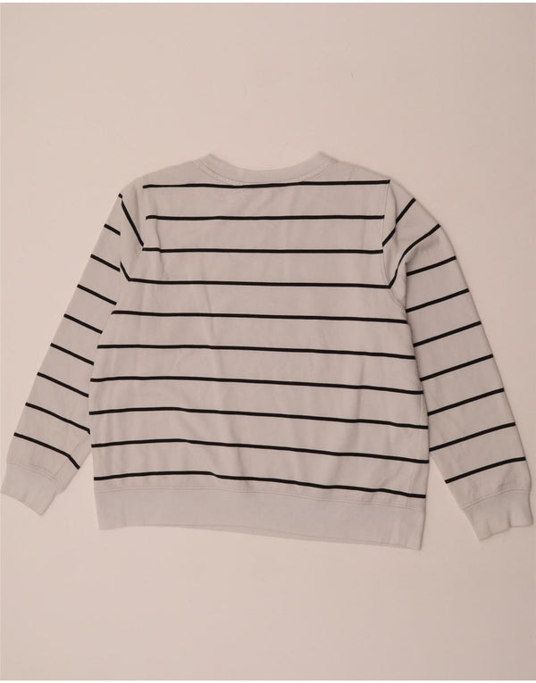 Marks & Spencer Dame Sweatshirt Jumper UK 18 XL Hvidstribet bomuld