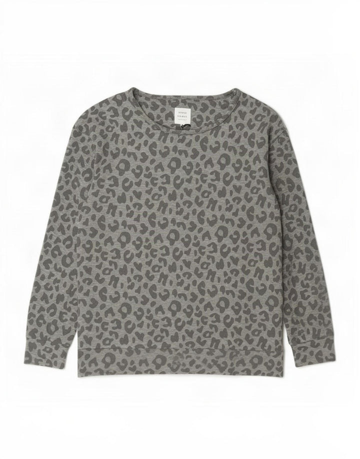 John Lewis Dame Sweatshirt Jumper UK 14 Medium Grey Animal Print