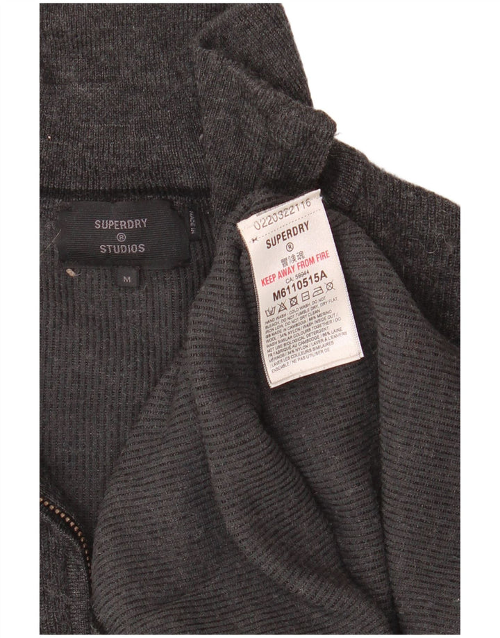 SUPERDRY sweater med lynlås til mænd mellemgrå merinould