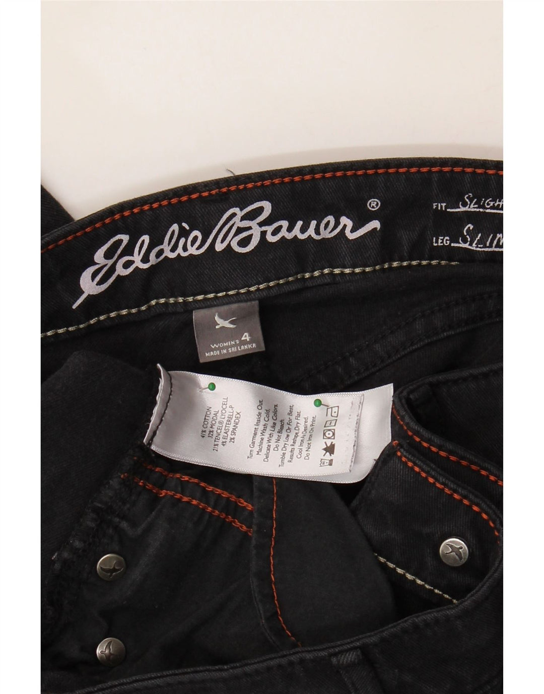 EDDIE BAUER Womens Slightly Curvy Slim Jeans US 4 Small W30 L28 Black Vintage Eddie Bauer and Second-Hand Eddie Bauer from Messina Hembry 