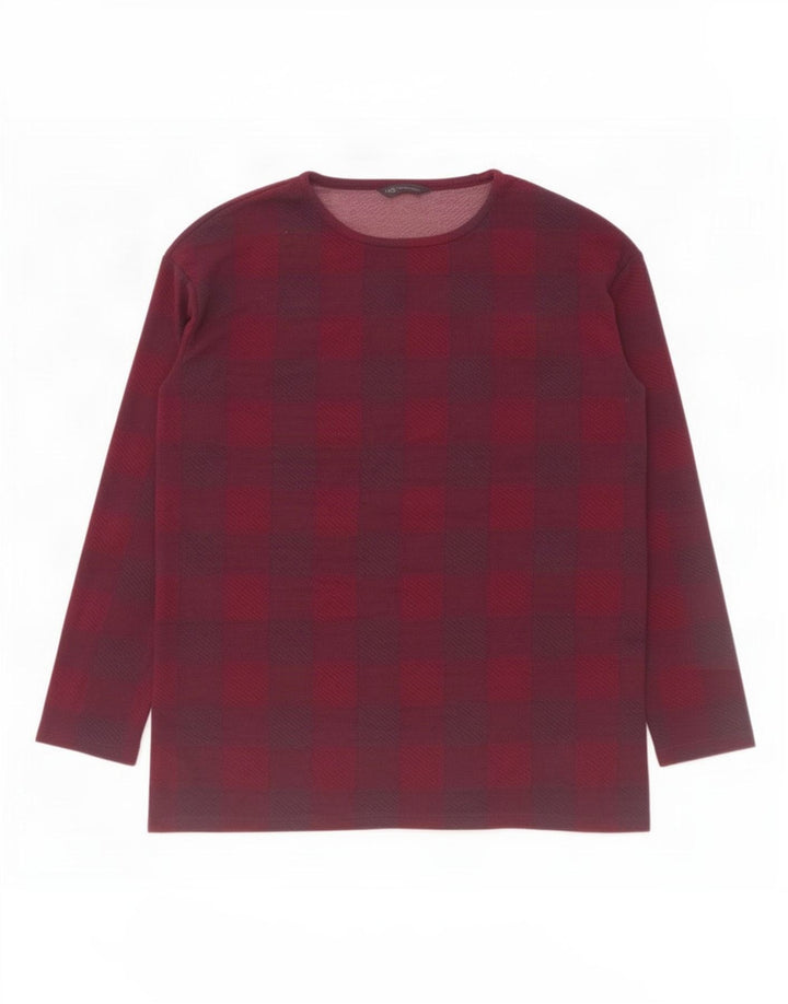 Marks & Spencer Dametop Langærmet UK 14 Stor lilla ternet polyester