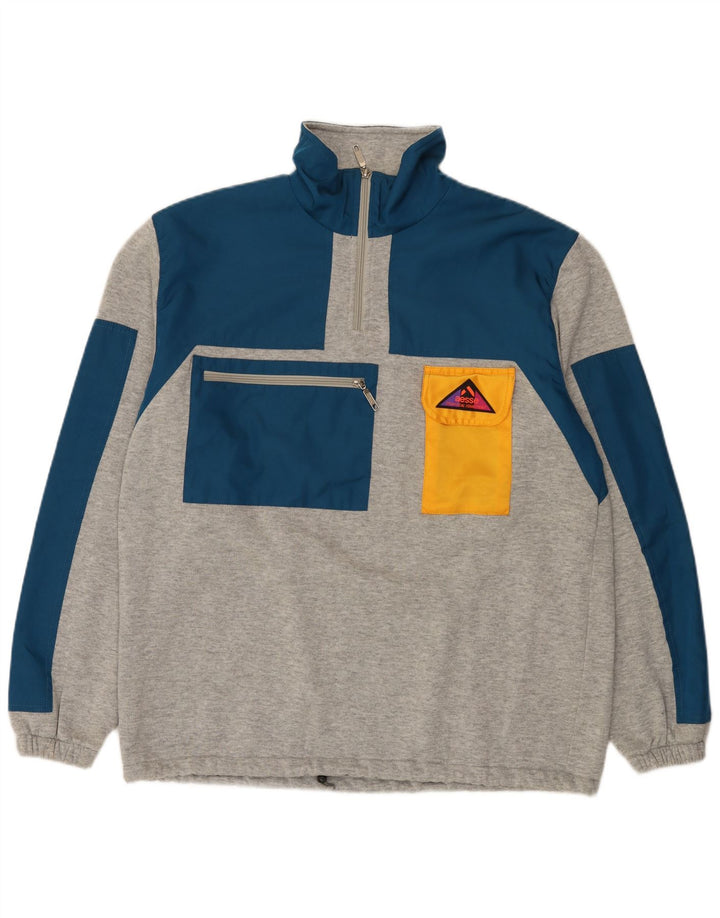 Aesse Sweatshirt med lynlås til mænd, stor grå farveblok