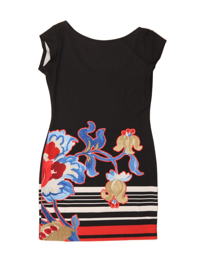 DESIGUAL Womens Bodycon Dress UK 12 Medium Black Floral Vintage Desigual and Second-Hand Desigual from Messina Hembry 