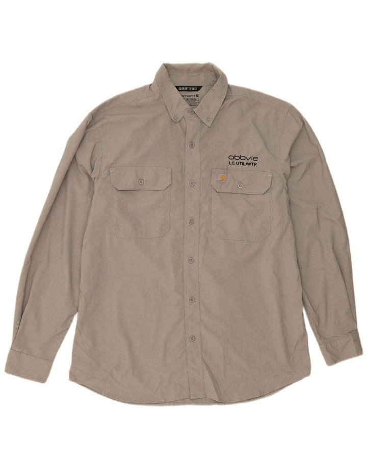 Carhartt Herre Relaxed Fit skjorte, stor grå polyester