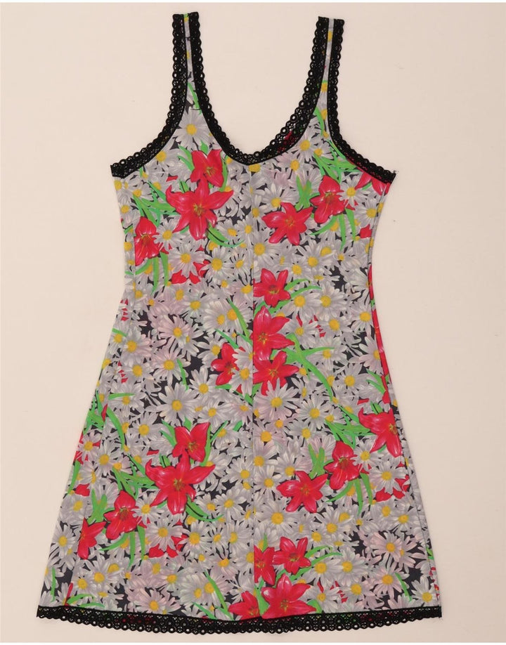 Vintage Dame Slip Dress IT 46 Large Multicolored Floral