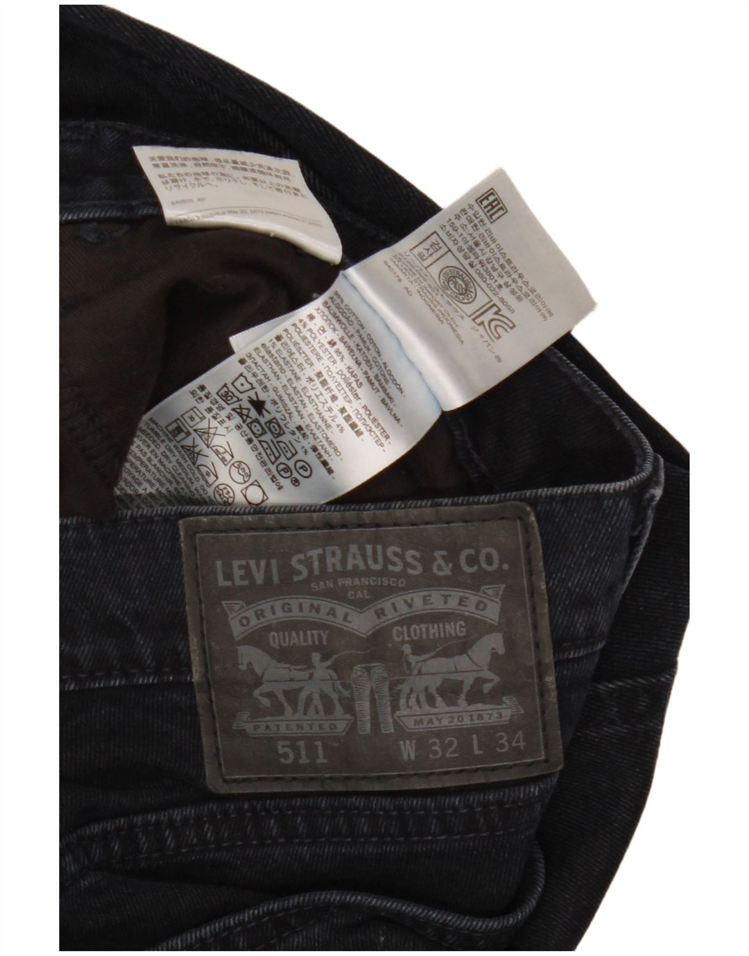 LEVI'S Herre 511 Slim Jeans W32 L34 Marineblå Bomuld