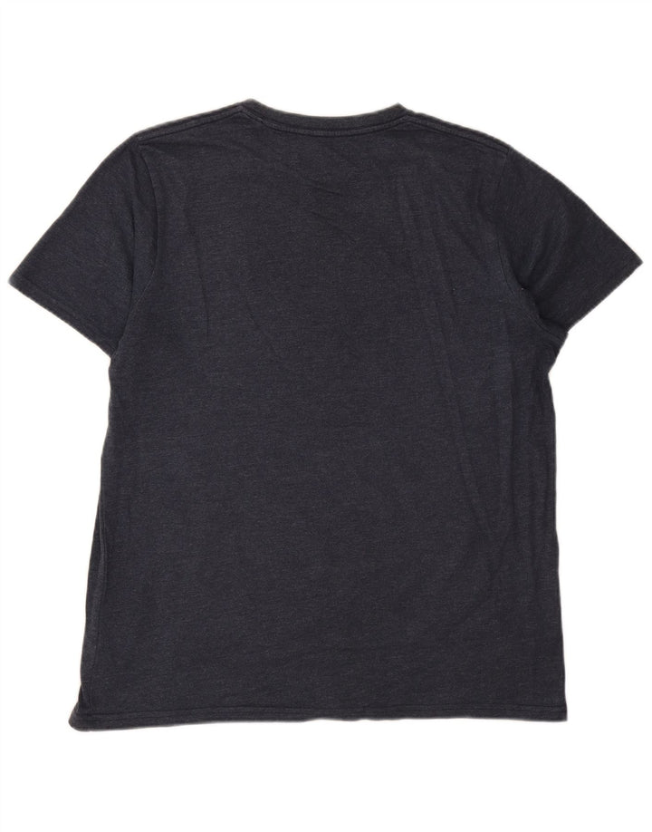 WEIRD FISH Herre T-Shirt Top Stor Marineblå Bomuld