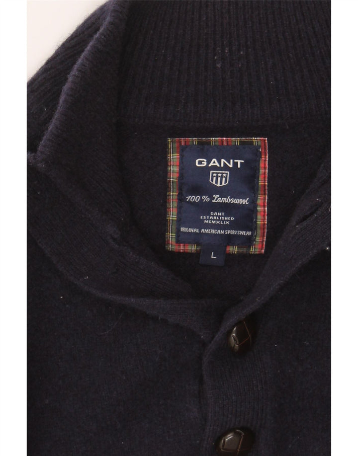 GANT Womens Button Neck Jumper Sweater UK 16 Large Navy Blue Lambswool Vintage Gant and Second-Hand Gant from Messina Hembry 