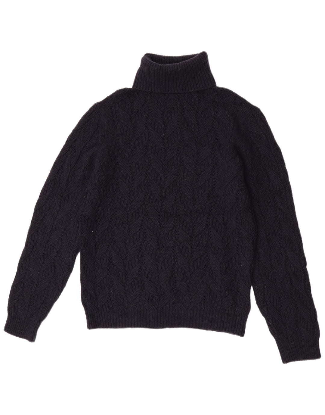 Massimo Dutti Dame Rullehals Sweater UK 14 Medium Navy Blue Wool
