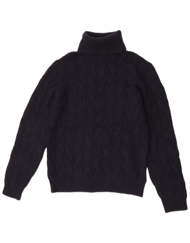 Massimo Dutti Dame Rullehals Sweater UK 14 Medium Navy Blue Wool