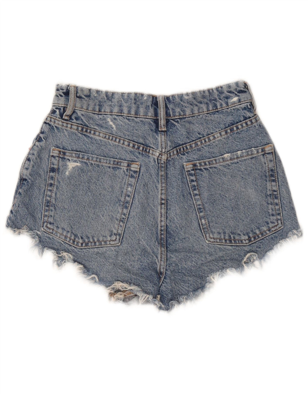 Zara Womens Distressed Denim Shorts EU 36 XS W26 Blå