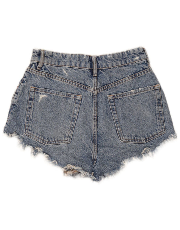Zara Womens Distressed Denim Shorts EU 36 XS W26 Blå