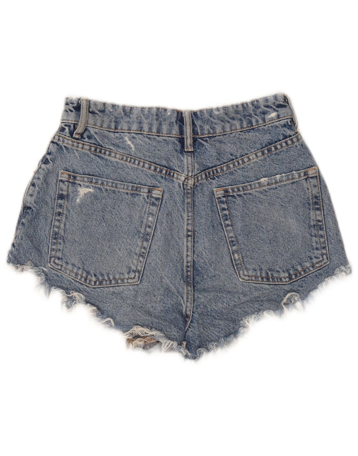 Zara Womens Distressed Denim Shorts EU 36 XS W26 Blå