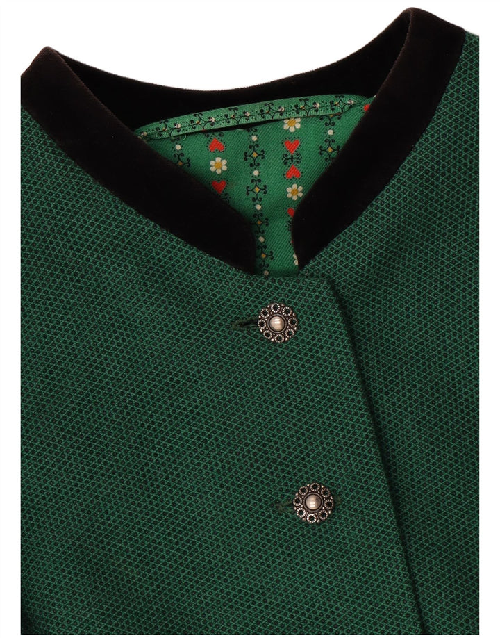 Vintage Dame Crop 5 Button Blazer Jacket UK 14 Medium Green