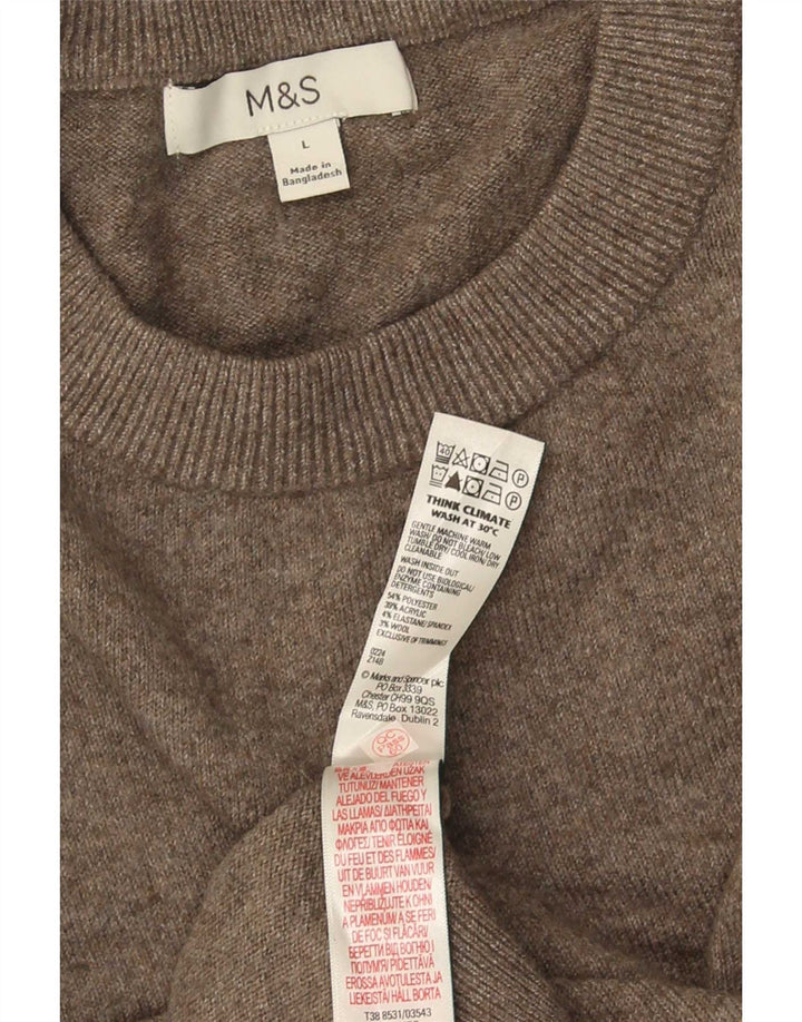 Marks & Spencer Herre sweater med rund hals, stor brun polyester
