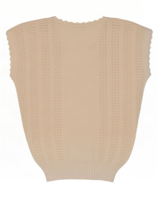 Vintage Dame Vest Tank Top UK 14 Medium Off White