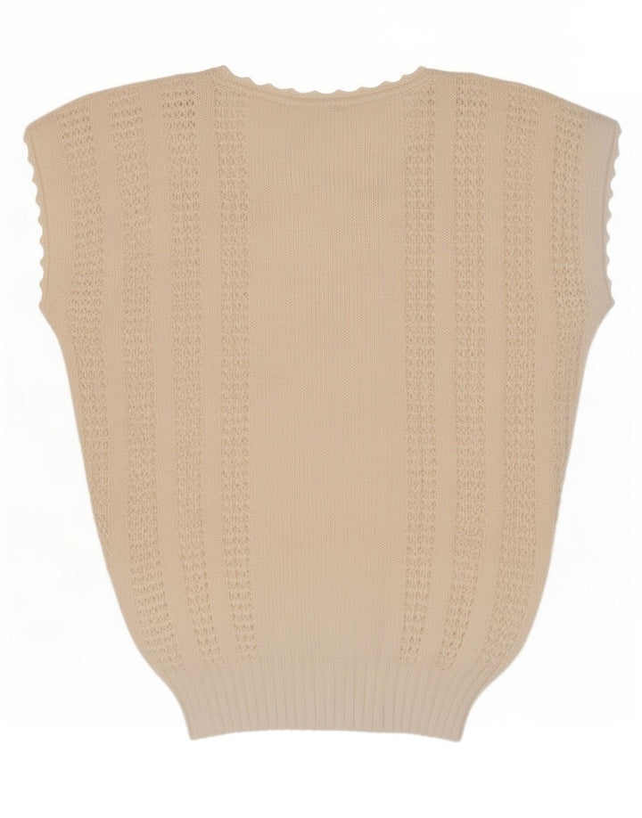 Vintage Dame Vest Tank Top UK 14 Medium Off White