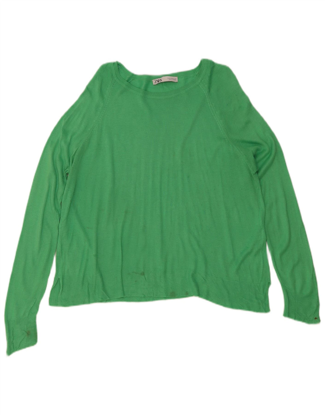 Zara Dame Boat Neck Jumper Sweater UK 14 Medium Blue Viscose