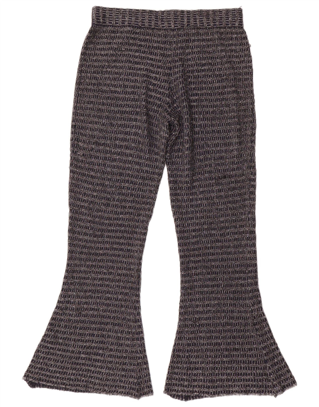 Zara Dame Strik Flare Bukser Medium W30 L30 Marineblå Stribet Polyester
