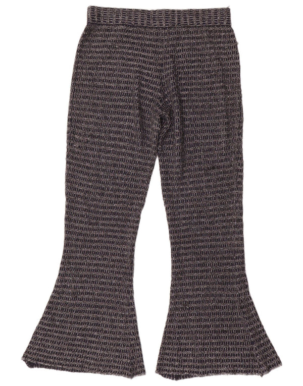 Zara Dame Strik Flare Bukser Medium W30 L30 Marineblå Stribet Polyester