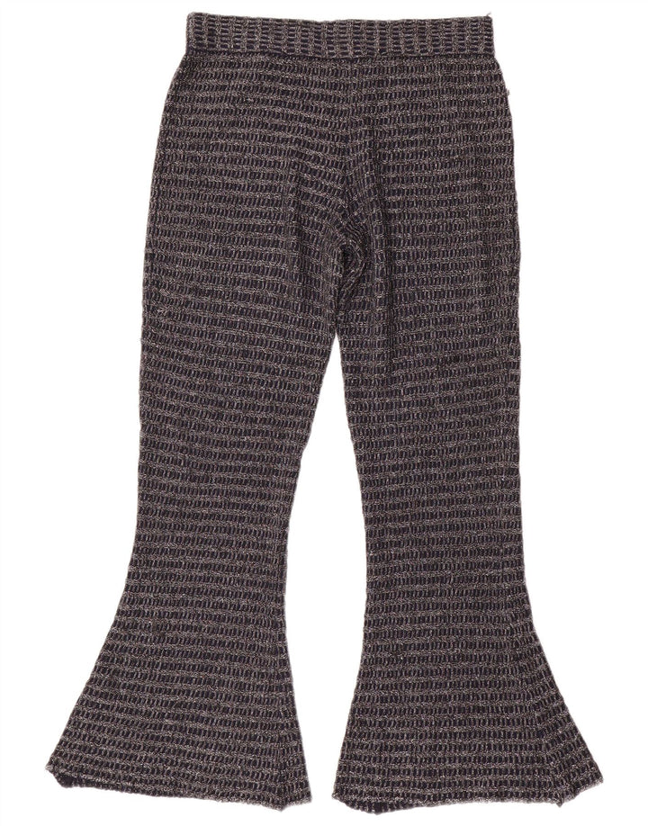 Zara Dame Strik Flare Bukser Medium W30 L30 Marineblå Stribet Polyester
