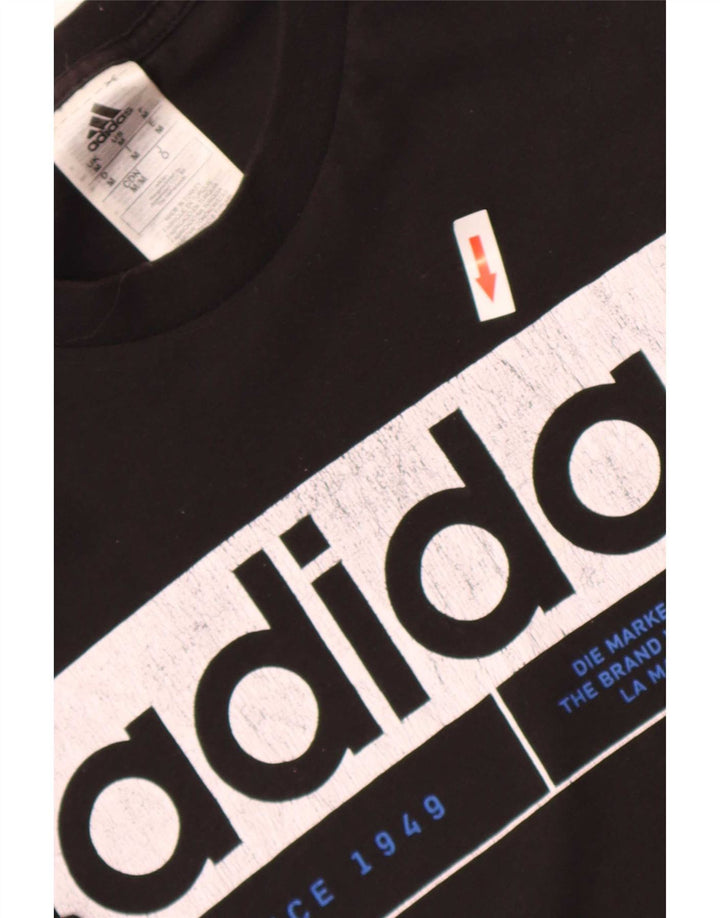 Adidas Tre Stripes Grafisk T-Shirt Top Medium Sort Bomuld