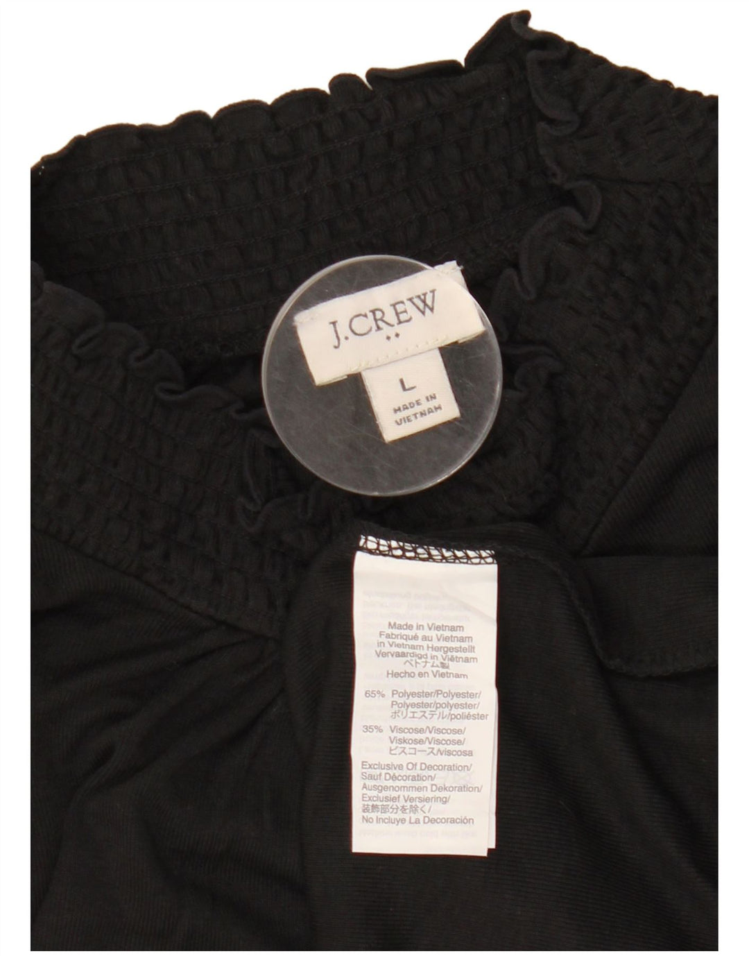 J. CREW Dame Langærmet Bluse Top UK 16 Large Black Polyester