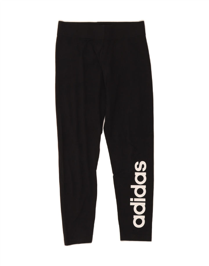 ADIDAS Womens Graphic Leggings UK 12/14 Medium  Black Cotton Vintage Adidas and Second-Hand Adidas from Messina Hembry 