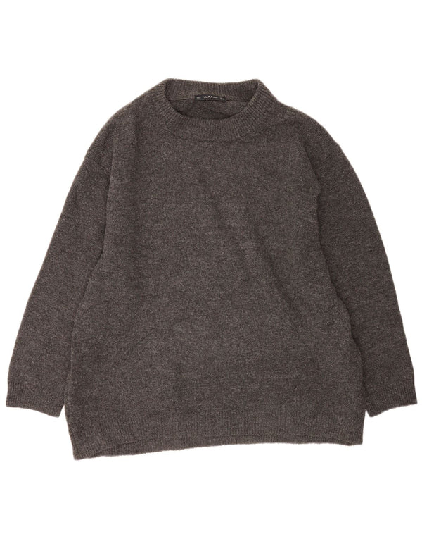Zara Dame Oversized Crew Neck sweater UK 14 Medium Grey