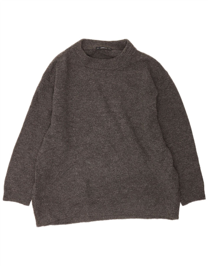 Zara Dame Oversized Crew Neck sweater UK 14 Medium Grey