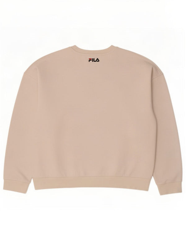 Fila Dame Grafisk Oversized Sweatshirt Jumper UK 14 Medium Hvid Bomuld