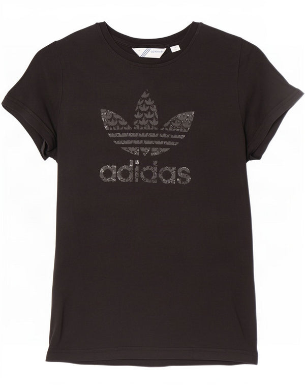 Adidas Dame Grafisk T-Shirt Top IT 40 Lille Sort Bomuld