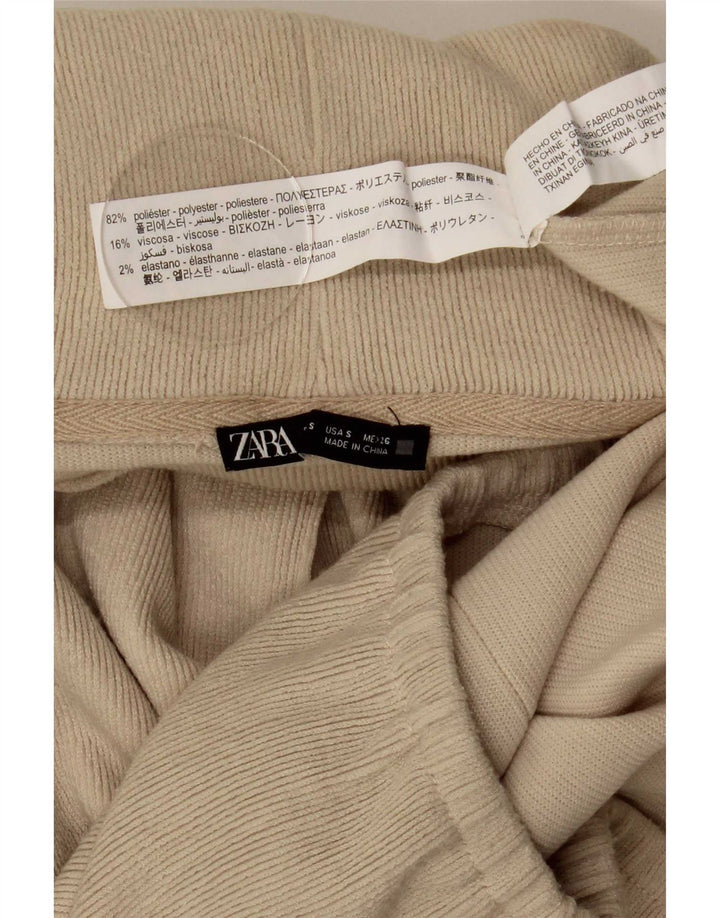 Zara Dame Oversized Roll Neck Jumper Sweater UK 10 Small Beige Polyester