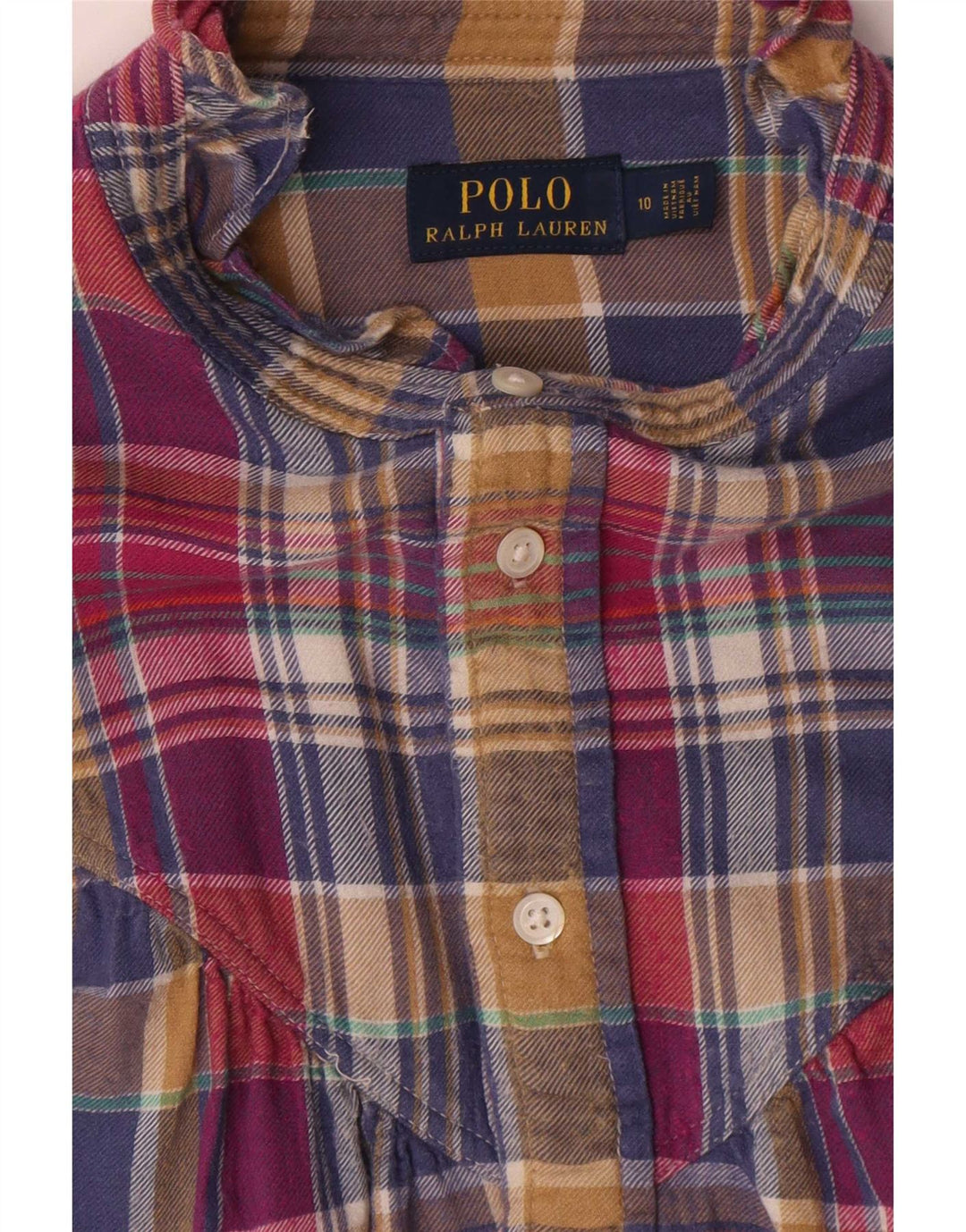 Polo Ralph Lauren Dame Flæse Front Shirt US 10 Stor flerfarvet ternet