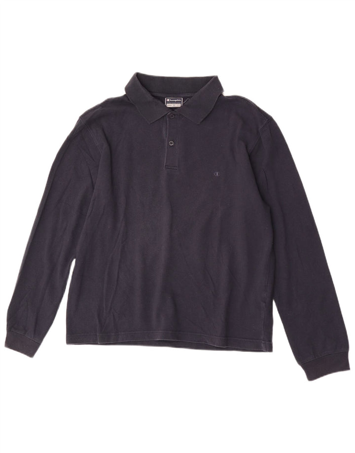 Champion Langærmet poloshirt til mænd Medium marineblå bomuld