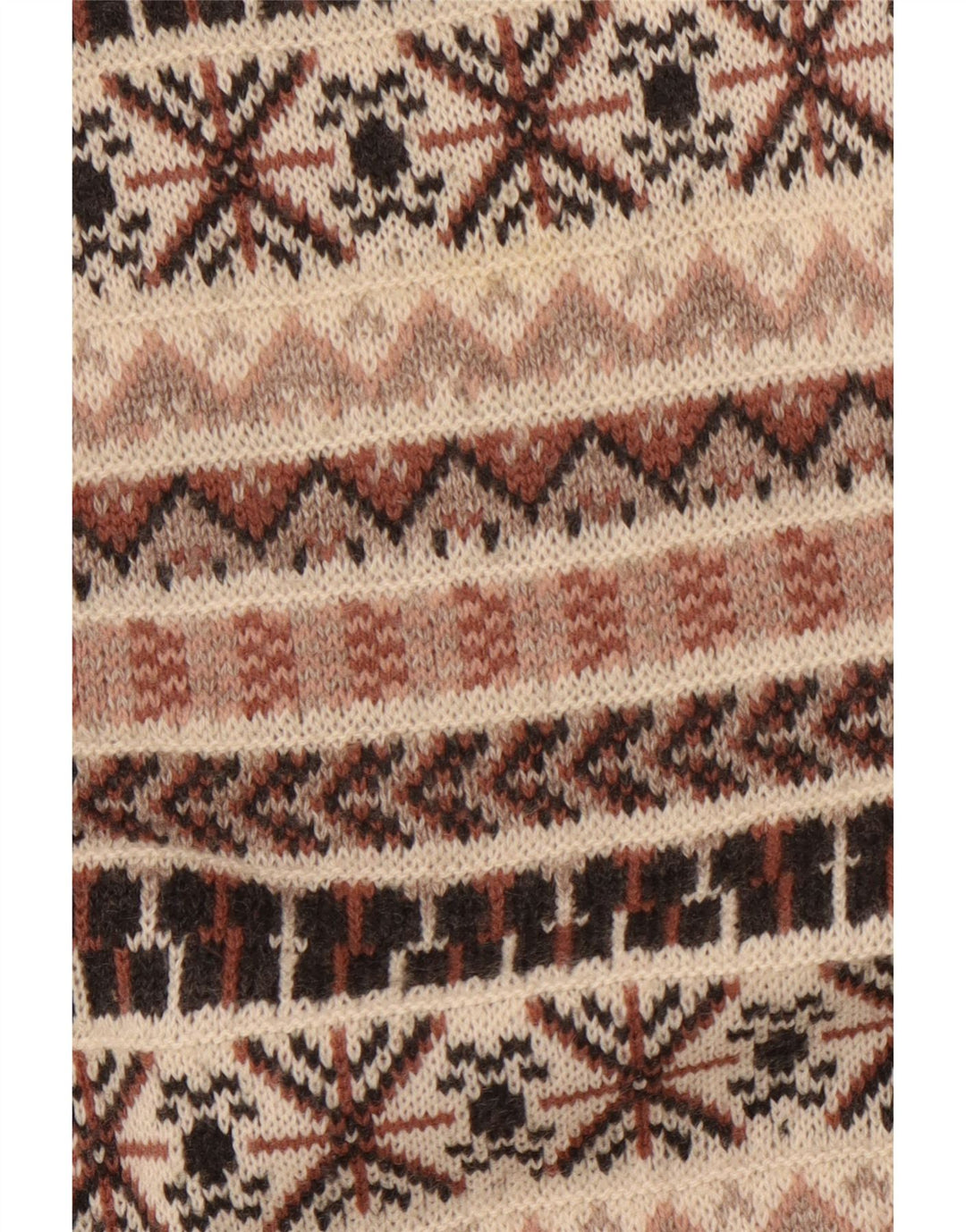 Vintage Herre Turtle Neck Jumper Sweater Medium Beige Fair Isle Wool