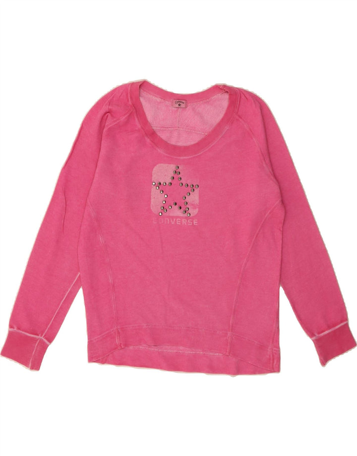 CONVERSE Womens Graphic Sweatshirt Jumper UK 10 Small Pink Cotton Vintage Converse and Second-Hand Converse from Messina Hembry 