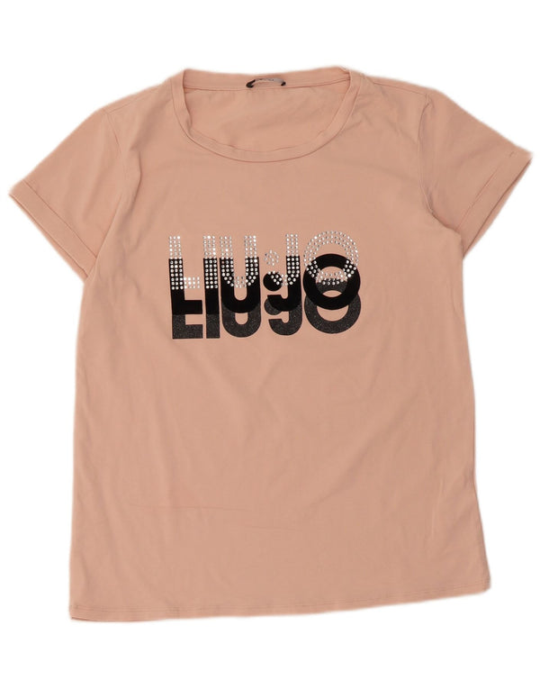 Liu Jo Kvinder grafisk T-shirt Top UK 10 Lille Pink Bomuld
