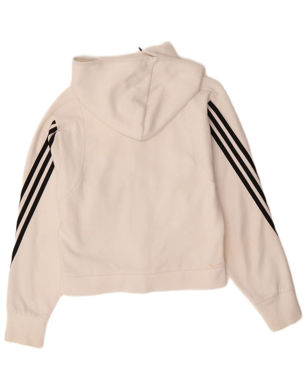 Adidas Dame Oversized Hættetrøje Sweater med lynlås UK 4/6 XS Hvid Bomuld