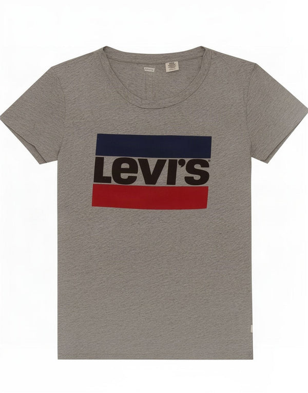 Levi's Grafisk T-shirt top til kvinder UK 6 XS Grå bomuld