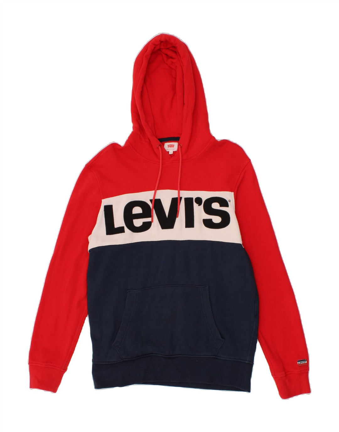 LEVI'S Womens Graphic Hoodie Jumper UK 14 Medium Multicoloured Colourblock Vintage Levi's and Second-Hand Levi's from Messina Hembry 