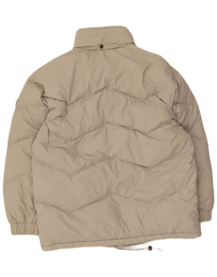Vintage polstret jakke med hætte til mænd UK 42 XL Beige Polyester