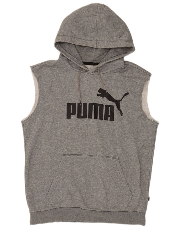 Puma Mens Graphic Sleeveless Hoodie Jumper UK 12 Medium Grey Flecked