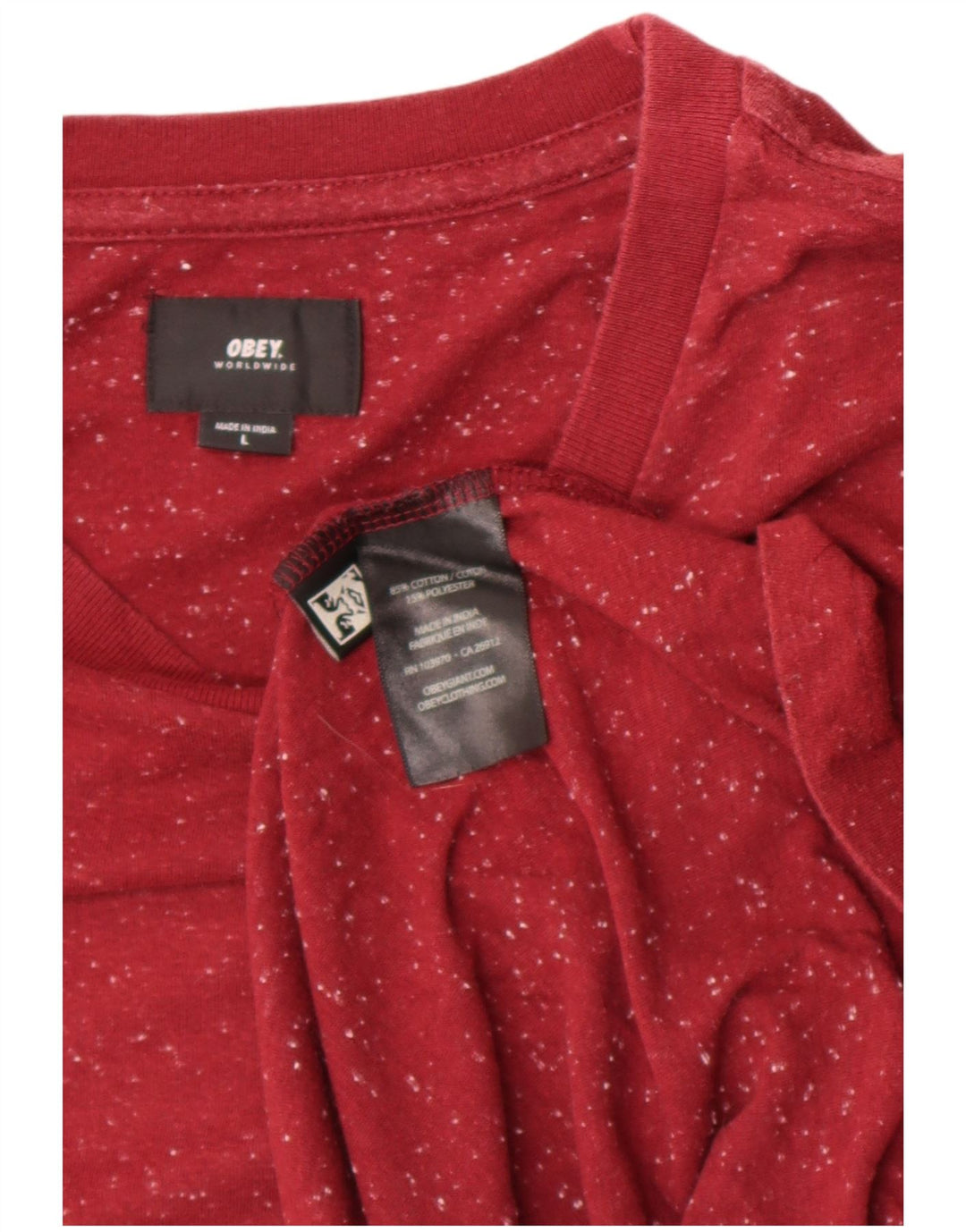 Obey Herre T-Shirt Top Stor rød Flecked Bomuld